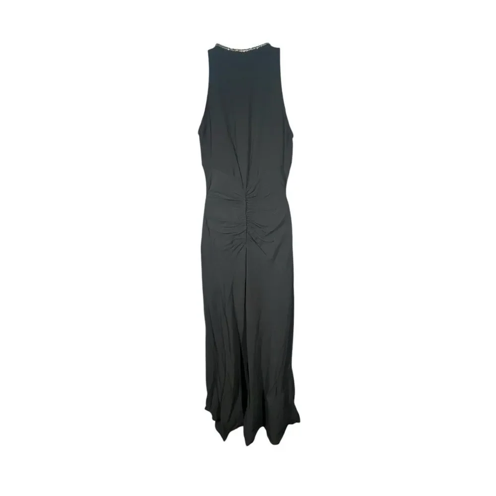J.CREW Full-length Embellished Ruched Black Vneck Sleeveless Dress Womens Size 4